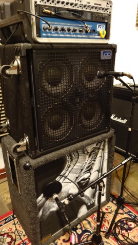 Toyland Recording Studio bass microphone placement for Mushroom Giant&quot;s 2014 album  &quot;Painted Mantra&quot;.